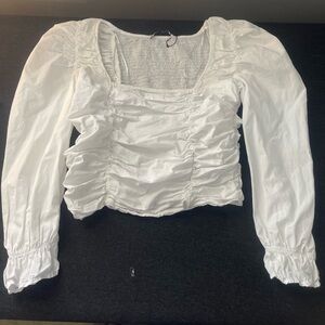 Zara White Ruched Blouse